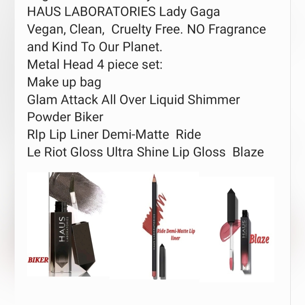 Haus Laboratories Metal Head 4 piece makeup set w/Black makeup bag
